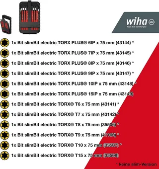 Bit-Set slimBit electric (43161) - 15 tlg., TORX, TORX PLUS, flexibel, kompakt, mobil, VDE van Wiha, Geel – productafbeelding 2 van 5