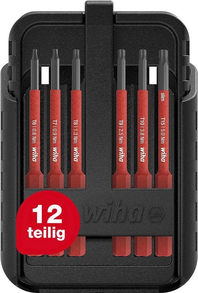 Bit-Set slimBit electric (43161) - 15 tlg., TORX, TORX PLUS, flexibel, kompakt, mobil, VDE van Wiha, Geel – productafbeelding 1 van 5