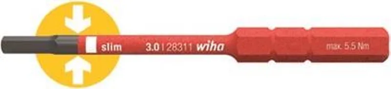 Bit SlimBit Electric Zeskant VDE - 5 x 75 mm de Wiha, Kleurloos – image du produit