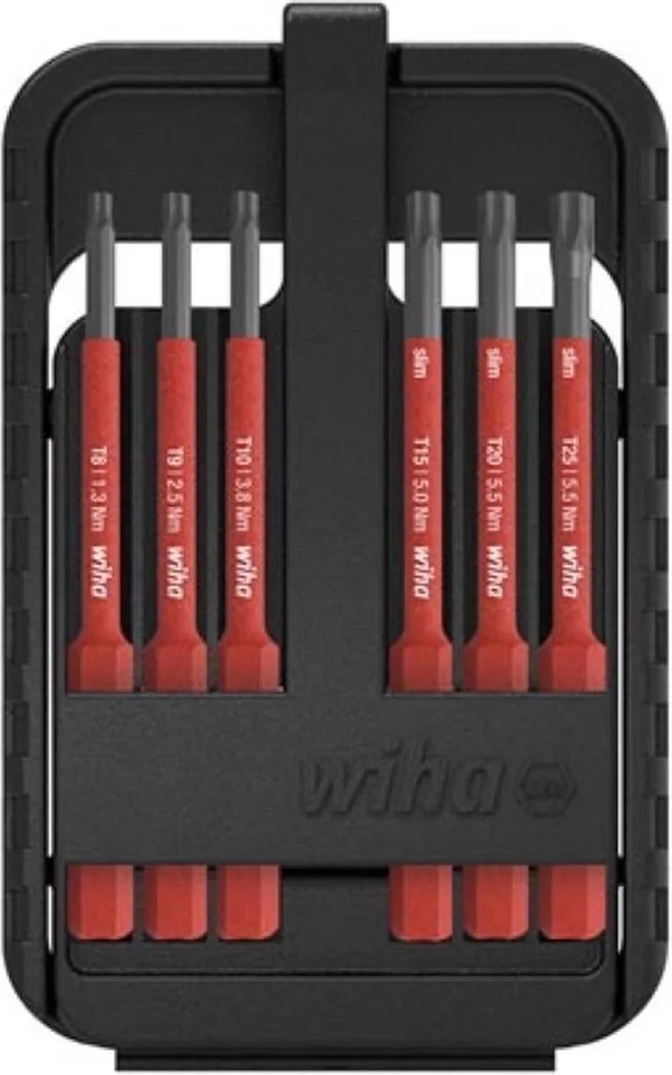 Bitset slimBit electric TORX® T8-T25 x 75mm in slimBit-box - 7-delig - 43153 by Wiha – product image