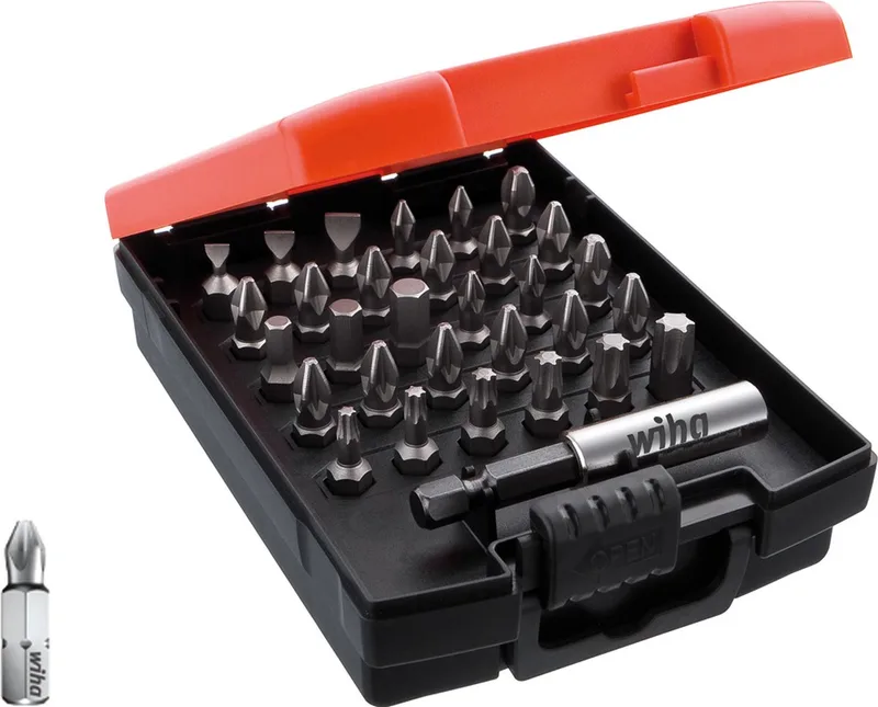 Bitset Standard 25mm (¼″) PH / SL / PZ / TORX® / Zeskant in cassette - 32-delig - 26252 de Wiha – image du produit