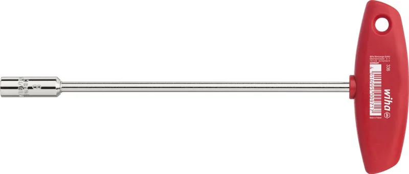 Dopsleutel met dwarsgreep zeskant hoogglans vernikkeld - 00983 by Wiha, Red – product image