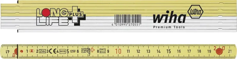 Duimstok LongLife® Plus 2 m metrisch, 10 delen - 27059 by Wiha, Kleurloos – product image 2 of 2