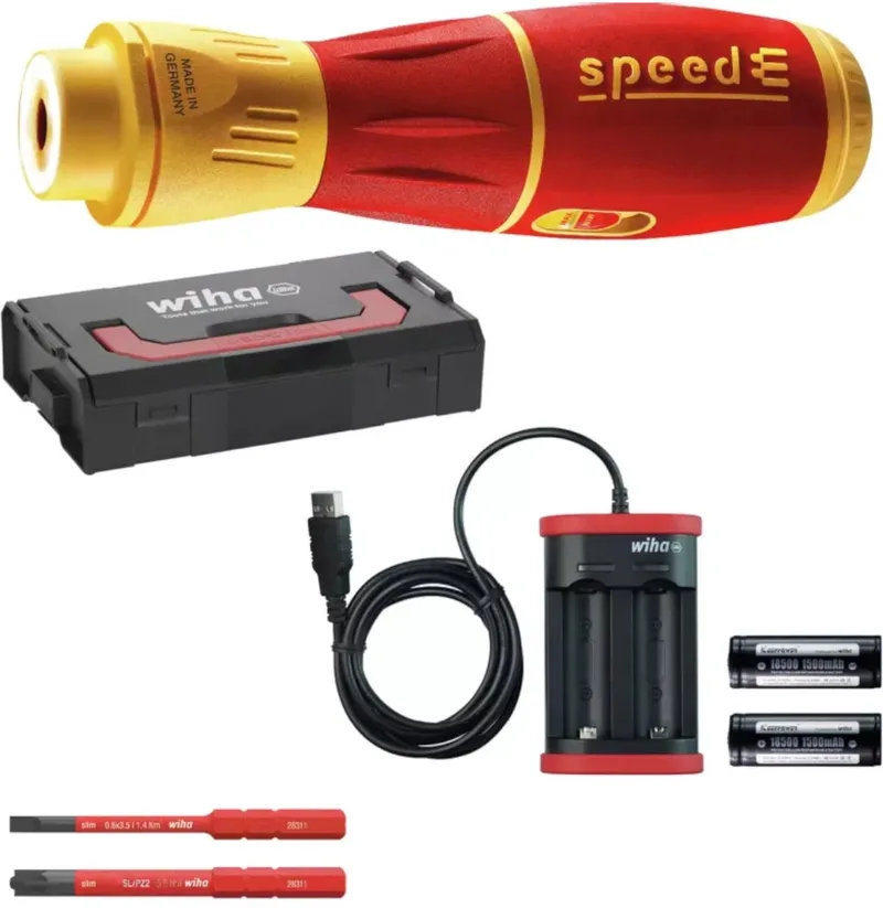 E-Schroevendraaierset speedE® II electric + slimBits in L-Boxx Mini - 7-delig - 44318 van Wiha, Rood – productafbeelding 1 van 6