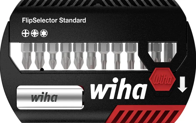FlipSelector 39060 Bit-Set 13teilig Kreuzschlitz Phillips, Kreuzschlitz Pozidriv, TORX inkl. Bithalter von Wiha – Produktbild
