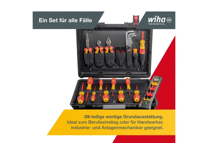 Gereedschapsset Basic Set L Electric in Koffer - 39-delig - 45257 by Wiha, Yellow – product image 2 of 5