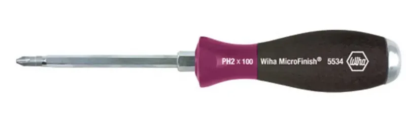 KreuzSchlitzschraubendreher Gr.1x80mm PH Micro-Finish 29149 pour latelier Tournevis cruciforme PH 1 Longueur de la lame: 107 mm DIN ISO 8764 de Wiha – image du produit