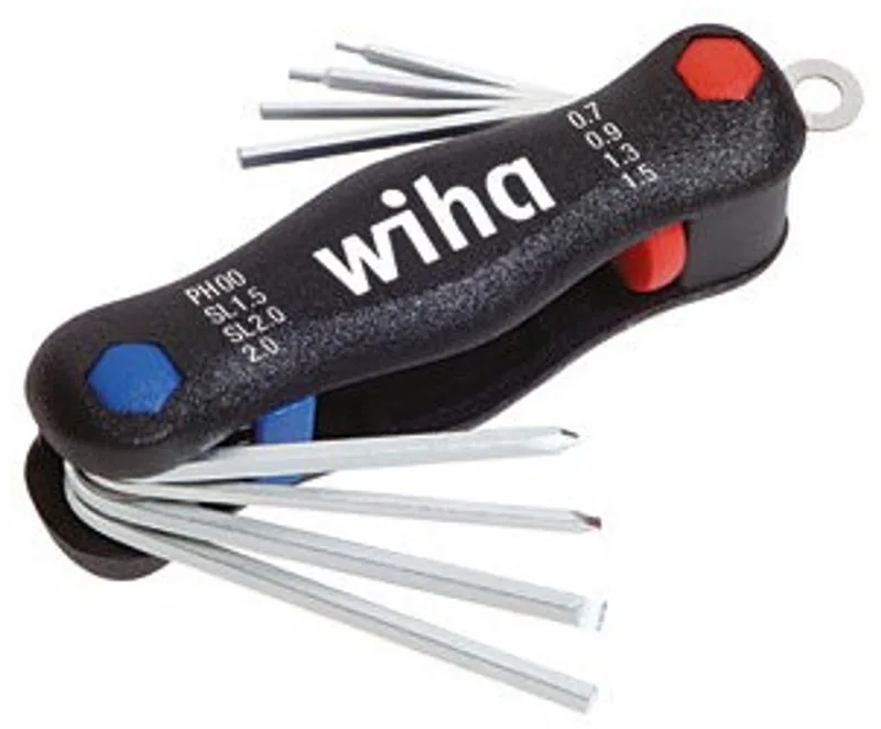 Multitool Mini PocketStar sleufkop, Phillips, binnenzeskant 8-deli in blister - 27936 van Wiha, Zwart – productafbeelding