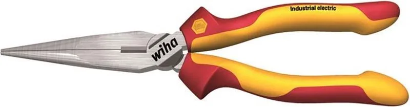 Flachrundzange Industrial electric mit Schneide gerade Form in Blister 200 mm von Wiha, Gelb, Rot – Produktbild