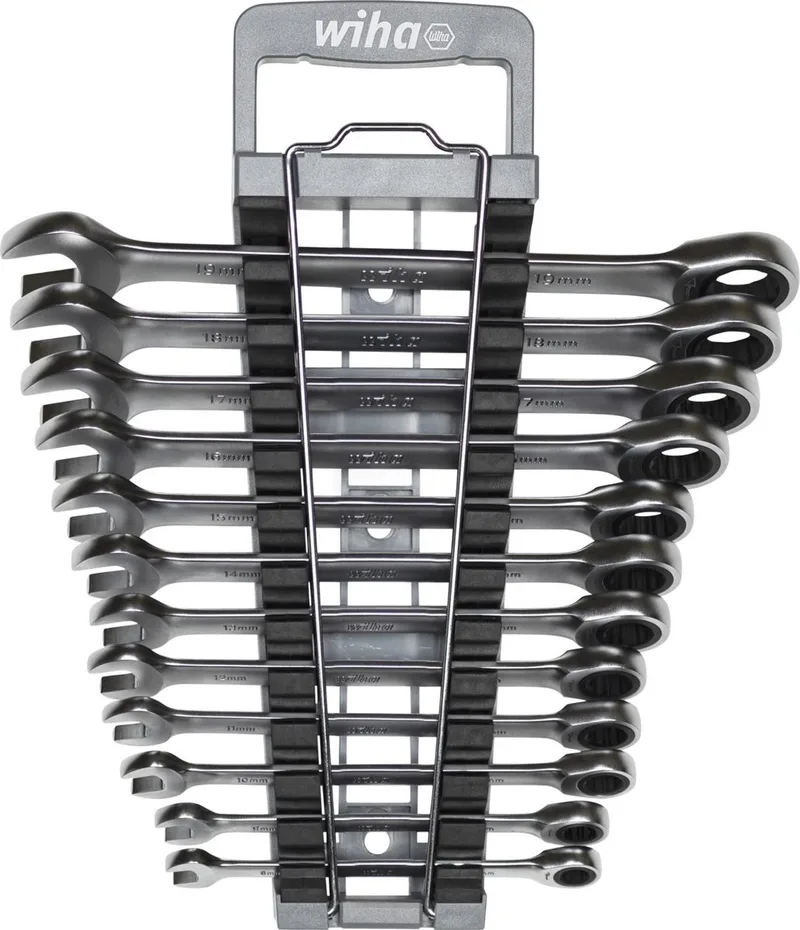 Ringsteeksleutelset met ratel 13-delig incl. houder - 44665 by Wiha – product image