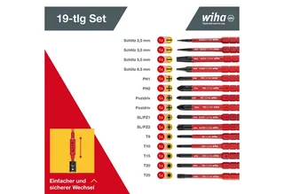 Schraubendreher TorqueVario-S (36791) - 19 tlg., Schlitz, Kreuz, PlusMinus, TORX - 0,8-5,0 Nm de Wiha, Noir – image du produit 4 sur 4