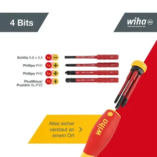Schroevendraaier met bitmagazijn PocketMax® electricgemengd met 4 slimBits - 45296 van Wiha, Kleurloos – productafbeelding 2 van 6