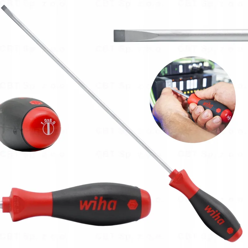 Schraubendreher SoftFinish® Schlitz mit Rundklinge für tiefliegende Schrauben 6,0 mm x 300 mm von Wiha – Produktbild