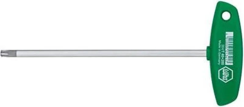 Stiftschlüssel mit Quergriff TX mattverchromt T45 x 250 mm von Wiha, Grün – Produktbild