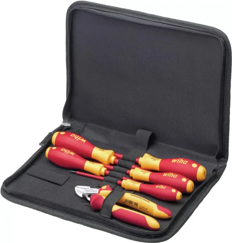 Schroevendraaierset - 5-delig - VDE - Etui - Afmeting: 31 x 24 x 4 cm van Wiha, Meerkleurig – productafbeelding
