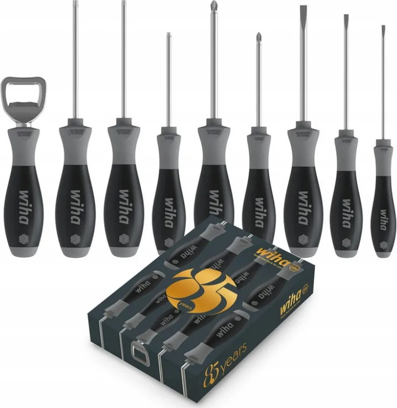 Schroevendraaierset SoftFinish 85 jaar sleuf, kruiskop,TORX 46544 9-delig de Wiha, Noir – image du produit