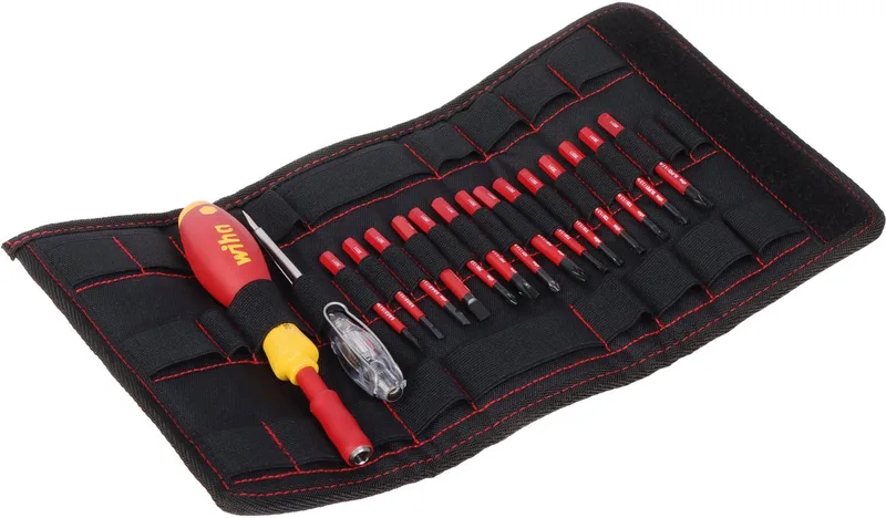 Schroevendraaierset SoftFinish electric slimVario met slimBits - 16-delig - 36068 van Wiha, Rood, Zwart – productafbeelding 1 van 6