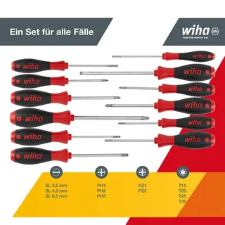 Schroevendraaierset SoftFinish SL / PH / PZ / TORX® - 12-delig - 41002 van Wiha, Kleurloos – productafbeelding 3 van 6