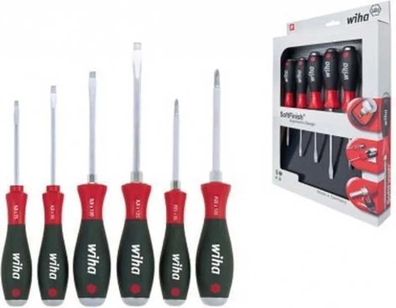 Wiha 530SF ZK6 SATZ 6tlg pour latelier Jeu de tournevis 6 pièces vis à fente, vis Pozidriv de Wiha, Rouge – image du produit