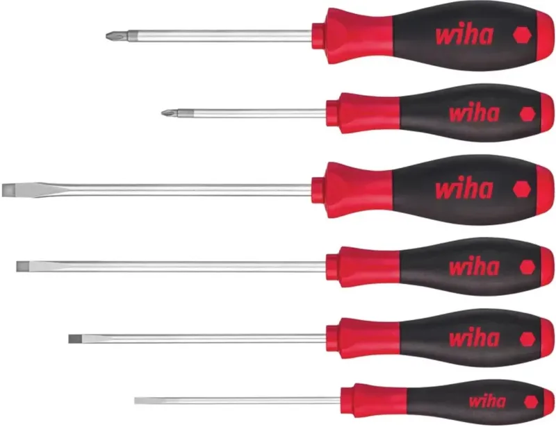 Schroevendraaierset SoftFinish sleufkop, Pozidriv 6-delig - 07153 de Wiha, Noir – image du produit