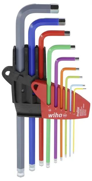 Sechskant-Kugelkopf 9-tlg. farbig leuchtend Zeskant Stiftsleutelset 1.5, 2, 2.5, 3, 4, 5, 6, 8, 10 9-delig von Wiha, Kleurloos – Produktbild 2 von 2
