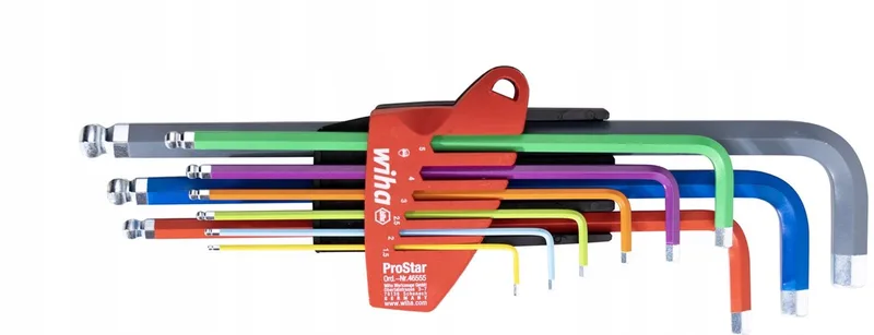 Sechskant-Kugelkopf 9-tlg. farbig leuchtend Zeskant Stiftsleutelset 1.5, 2, 2.5, 3, 4, 5, 6, 8, 10 9-delig von Wiha, Kleurloos – Produktbild 1 von 2