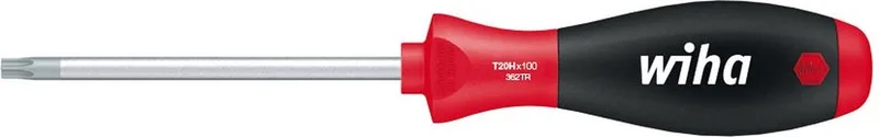 Schraubendreher SoftFinish® TX Tamper Resistant (mit Bohrung) mit Rundklinge T8H x 60 mm von Wiha, Rot – Produktbild