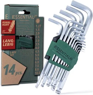 Stiftschlüssel Essential (46446) - 14 tlg., mit Kugelkopf, Innensechskant Satz 1,27-10mm für Zuhause & Profi de Wiha, Noir – image du produit 1 sur 5