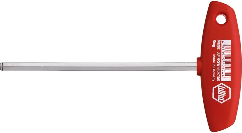 Stiftschlüssel mit Quergriff Sechskant MagicRing® glanzvernickelt 6 x 150 mm von Wiha, Kleurloos – Produktbild