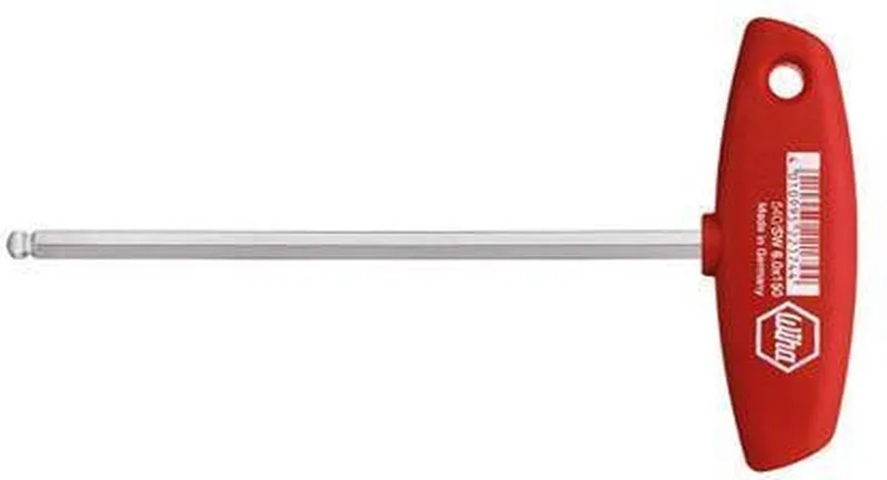 Stiftschlüssel mit Quergriff Sechskant-Kugelkopf glanzvernickelt 5 x 150 mm von Wiha, Kleurloos – Produktbild