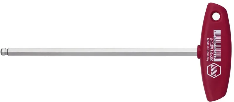 Stiftschlüssel mit Quergriff Sechskant-Kugelkopf glanzvernickelt 4 x 150 mm von Wiha, Kleurloos – Produktbild 2 von 2