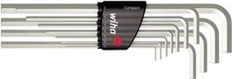 Stiftsleutelset in Compact houder zeskant 12-delig hoogglans vernikkeld - 36451 von Wiha, Kleurloos – Produktbild