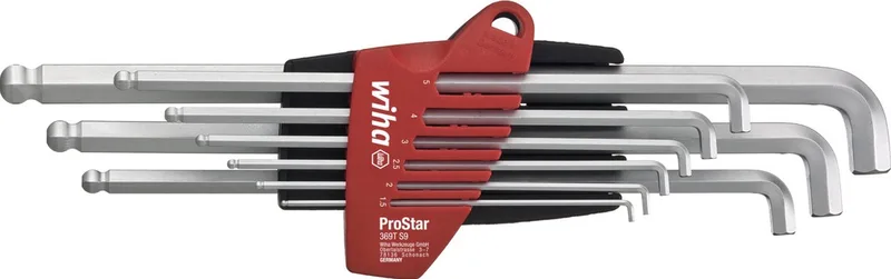 Stiftsleutelset in ProStar houder Zeskantkogelkop met kort been 10-delig mat verchroomd in blister - 35481 de Wiha, Kleurloos – image du produit
