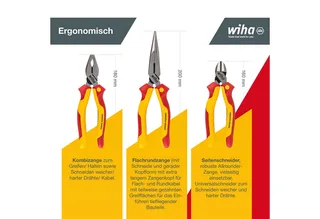 Tangen set Industrial electric combinatie-, punt-, zijkniptang 3-delig - 38637 van Wiha, Kleurloos – productafbeelding 3 van 4