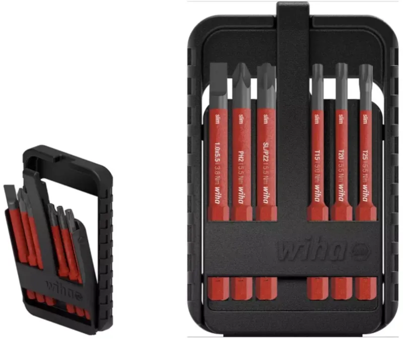 VDE Geïsoleerde slimBit electric Bitset Gemengd – 6-delig - Phillips, Pozidriv, PlusMin/Pozidriv , TORX von Wiha, Schwarz – Produktbild