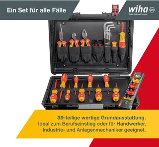 Werkzeugkoffer Lehrlingskoffer (45742), inkl. Spannungsprüfer, für Elektro-Installation 39-teilig VDE by Wiha, Black – product image 3 of 5