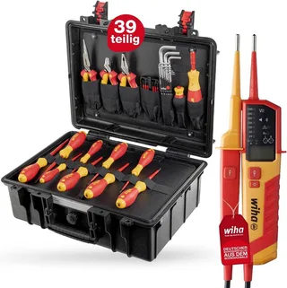 Werkzeugkoffer Lehrlingskoffer (45742), inkl. Spannungsprüfer, für Elektro-Installation 39-teilig VDE by Wiha, Black – product image 1 of 5