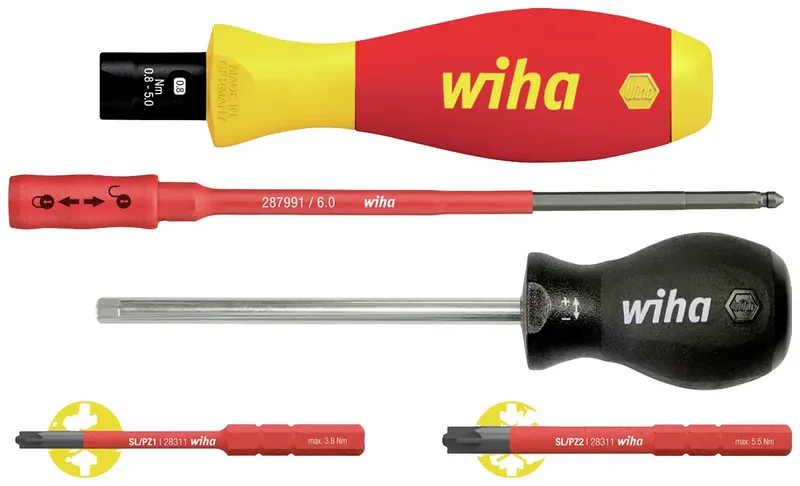 Wiha 38074 VDE Drehmoment-Schraubendreher-Set 5teilig 0.8 - 5 Nm DIN EN ISO 6789, DIN EN 60900 fra Wiha – produktbillede