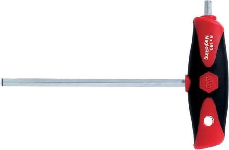 Wiha Stiftsleutel met dwarsgreep ComfortGrip zeskant MagicRing met zijpunt, mat verchroomd (26139) 8 x 200 mm van Wiha, Rood – productafbeelding
