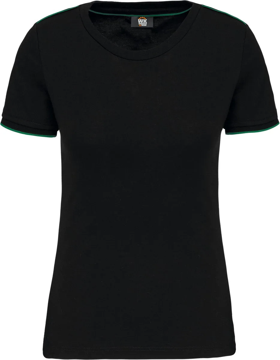 Dames-t-shirt Day To Day korte mouwen WK3021 - Black / Kelly Green by WK. Designed To Work, Black, Kelly Green, 3XL – product image