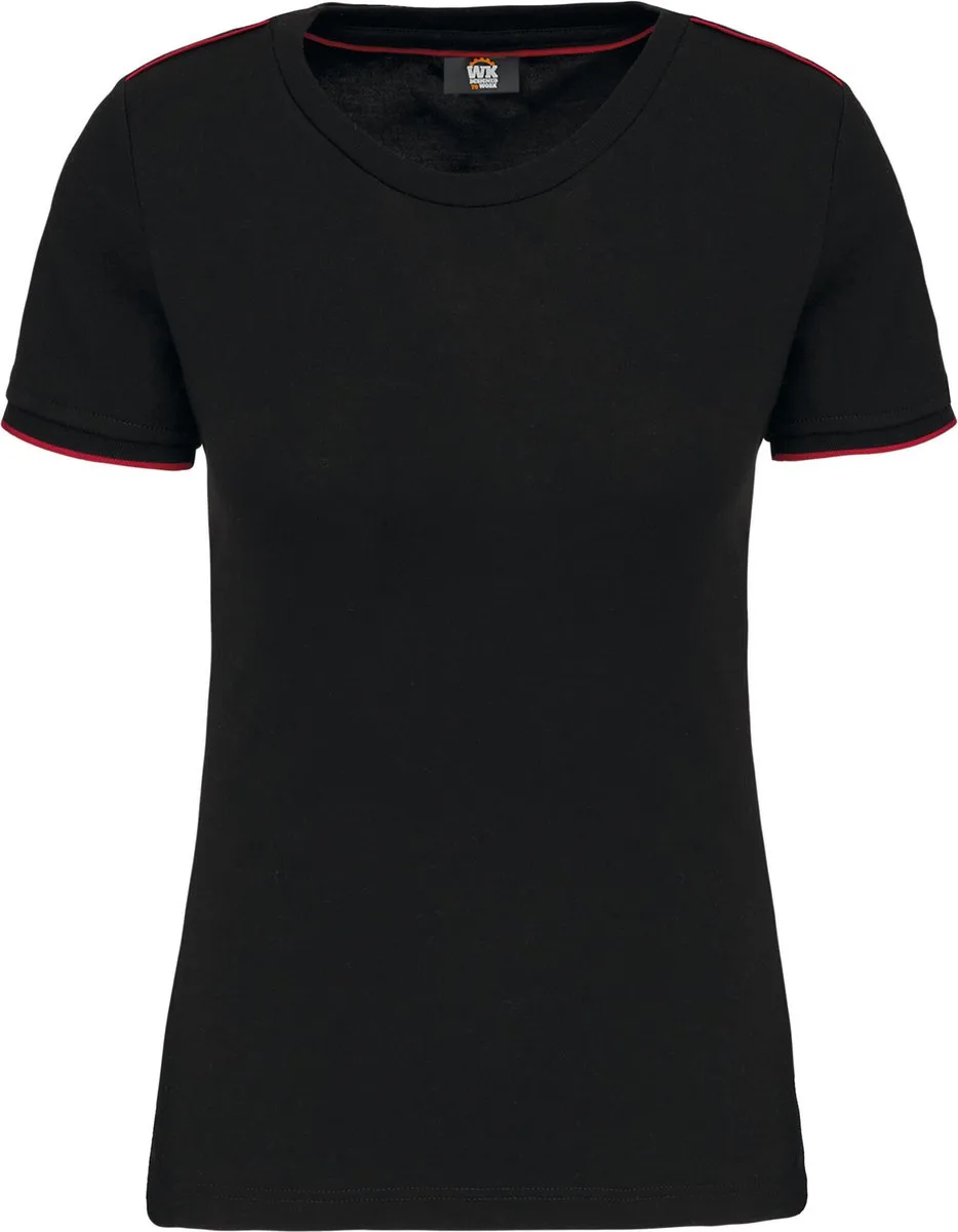 Dames-t-shirt Day To Day korte mouwen WK3021 - BLACK / RED by WK. Designed To Work, Black, Red, 3XL – product image