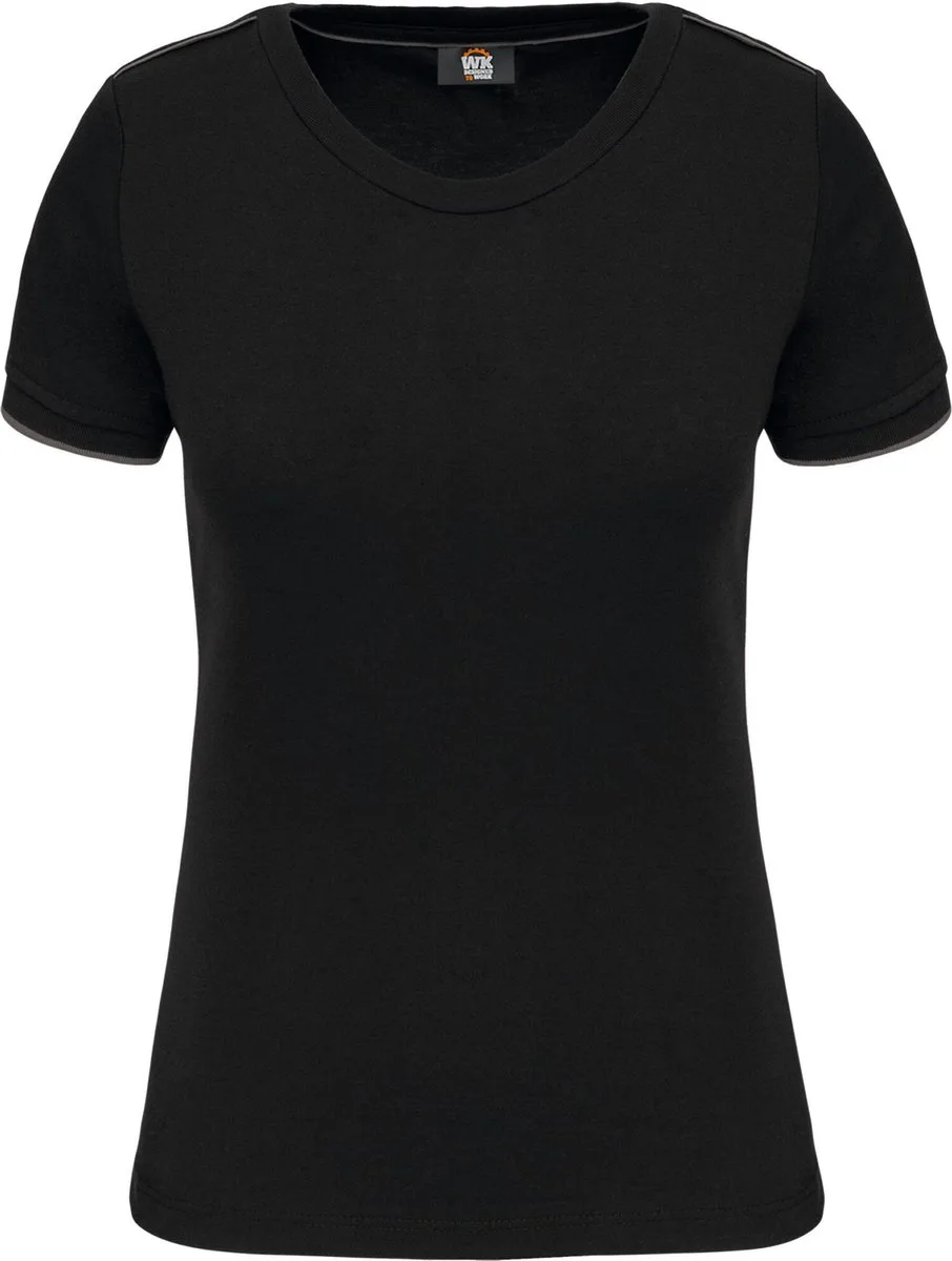 Dames-t-shirt Day To Day korte mouwen WK3021 - BLACK / SILVER fra WK. Designed To Work, Sort, Sølv, 3XL – produktbillede