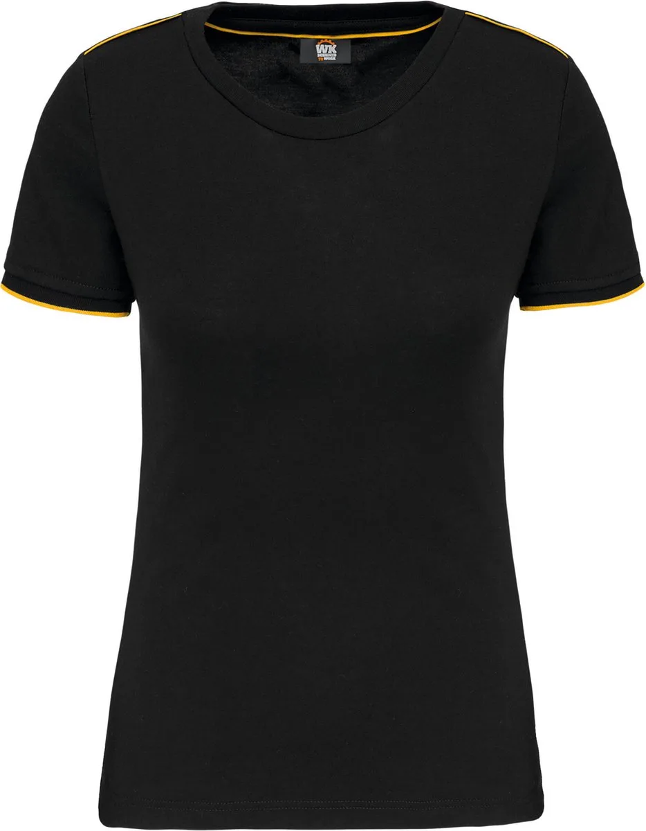 Dames-t-shirt Day To Day korte mouwen WK3021 - Black / Yellow by WK. Designed To Work, Black, Yellow, 3XL – product image