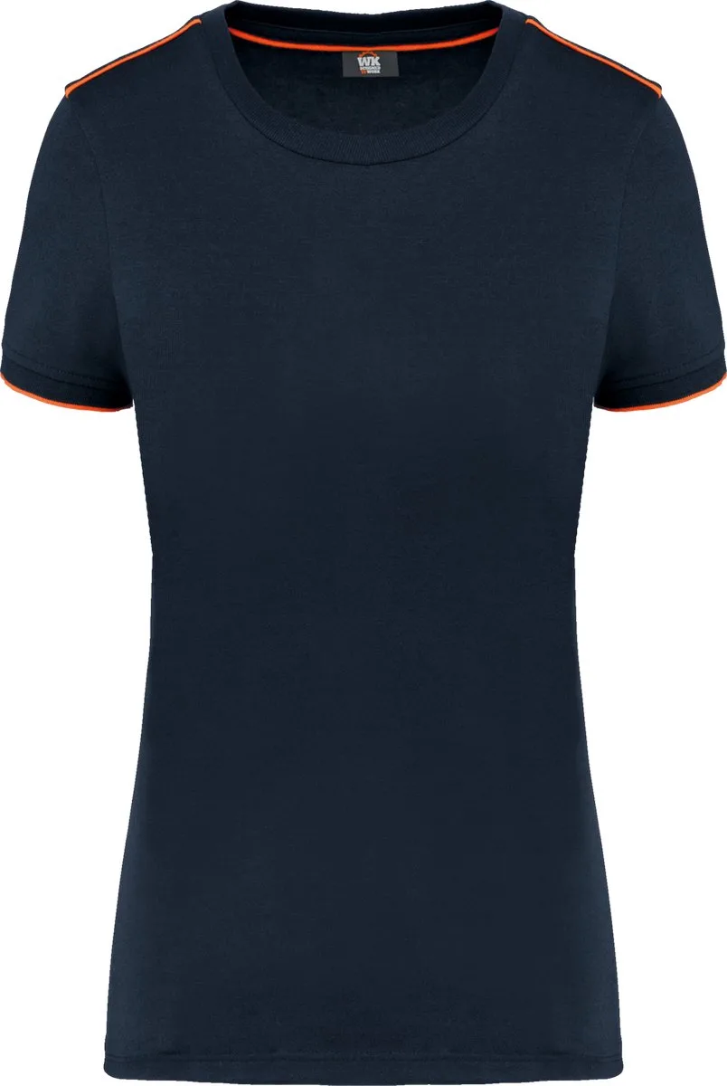 Dames-t-shirt Day To Day korte mouwen WK3021 - Navy / Fluorescent Orange van WK. Designed To Work, Donkerblauw, Fluorescent Orange, 3XL – productafbeelding