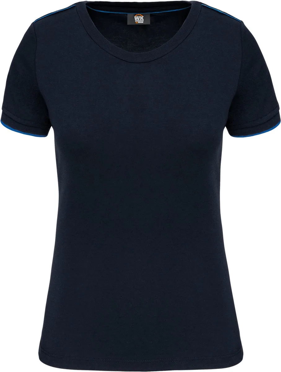 Dames-t-shirt Day To Day korte mouwen WK3021 - Navy / Light Royal Blue de WK. Designed To Work, Bleu foncé, Light Royal Blue, 3XL – image du produit