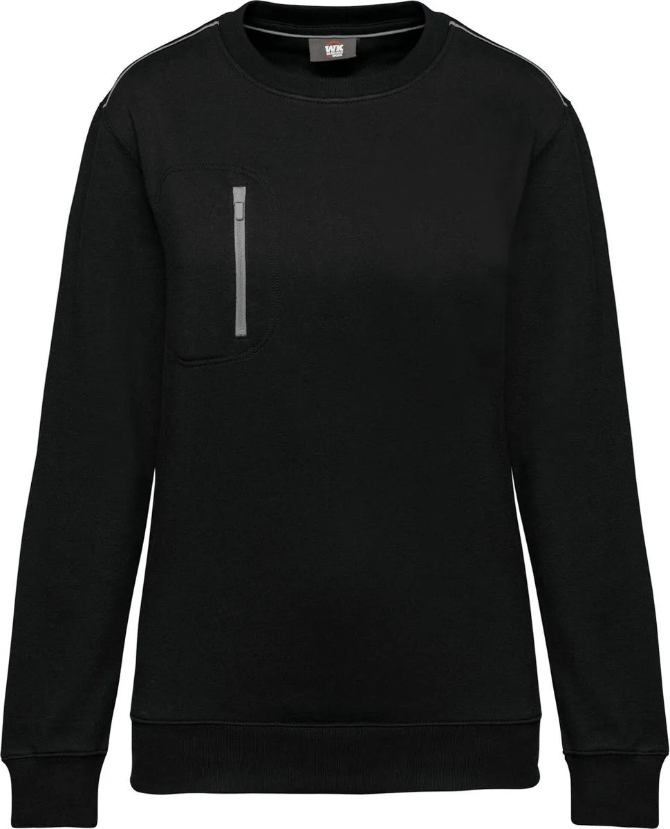 Day To Day unisex sweater met zip contrasterende zak WK403 - BLACK / SILVER de WK. Designed To Work, Noir, Argent, L – image du produit