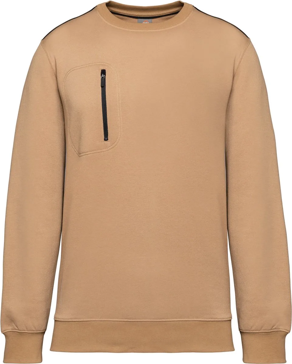 Day To Day unisex sweater met zip contrasterende zak WK403 - Camel / Black de WK. Designed To Work, Camel, Noir, 3XL – image du produit
