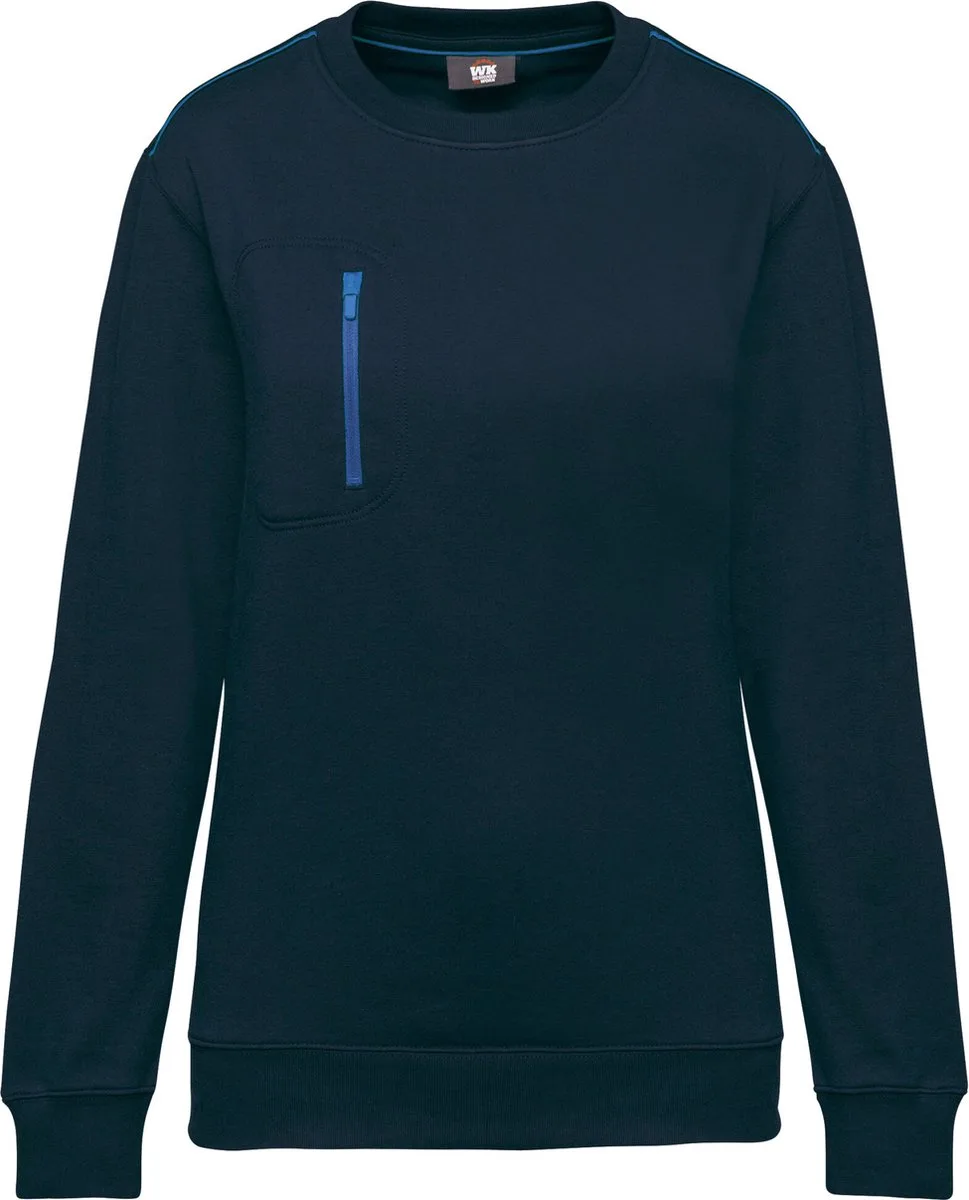 Day To Day unisex sweater met zip contrasterende zak WK403 - Navy / Royal Blue van WK. Designed To Work, Donkerblauw, Royal Blue, L – productafbeelding