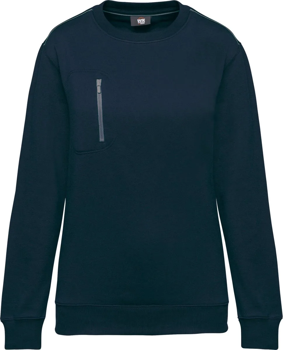 Day To Day unisex sweater met zip contrasterende zak WK403 - Navy / Silver van WK. Designed To Work, Donkerblauw, Zilver, L – productafbeelding