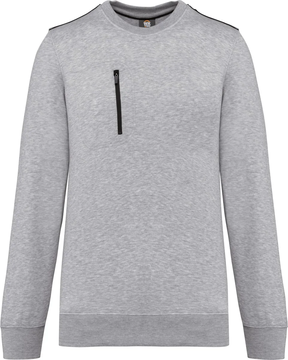Day To Day unisex sweater met zip contrasterende zak WK403 - Oxford Grey / Black de WK. Designed To Work, Oxford Grey, Noir, L – image du produit